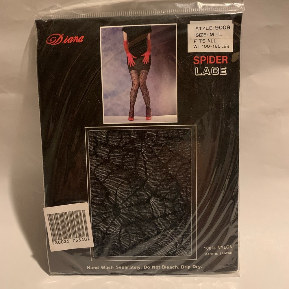 Diana Panty Hose Spider Lace Size M-L 100% Nylon